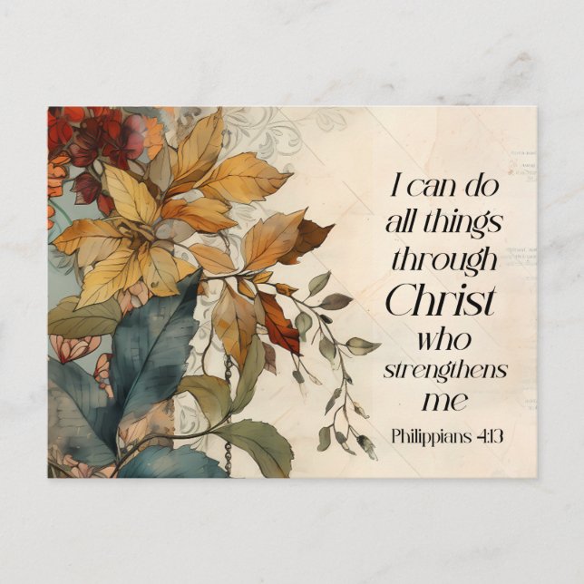Philippians 4:13 All things through Christ Bible  Postcard (Front)