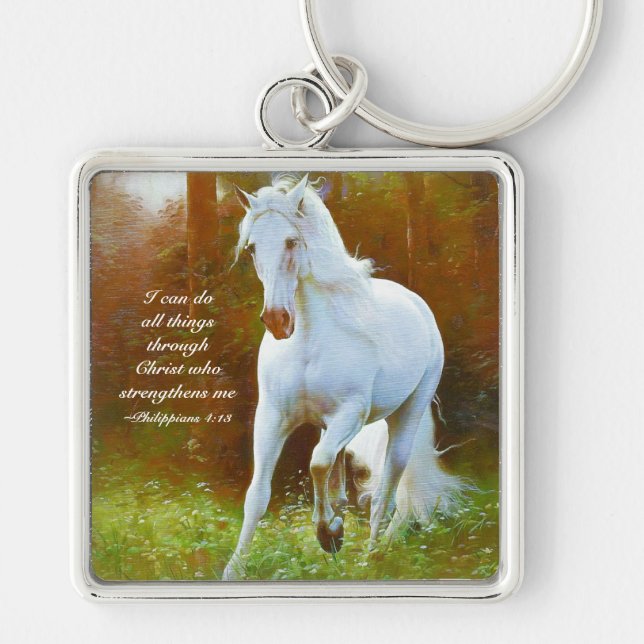 Philippians 4:13 All things through Christ, Horse Key Ring (Front)