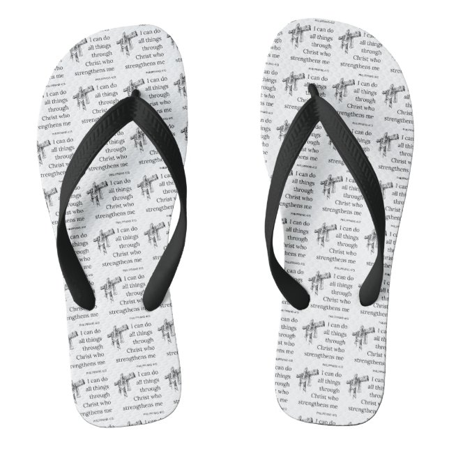 Philippians 4:13 Bible Scripture KJV Quote Unisex Flip Flops (Footbed)