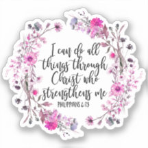Philippians 4:13 Bible Scripture Pink and Purple