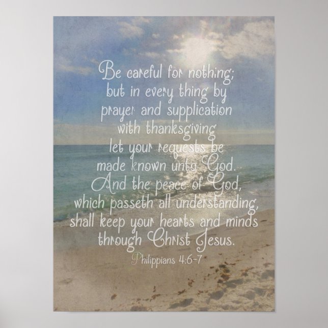 Philippians 4:13 Bible Verse Beach Christian Art Poster (Front)