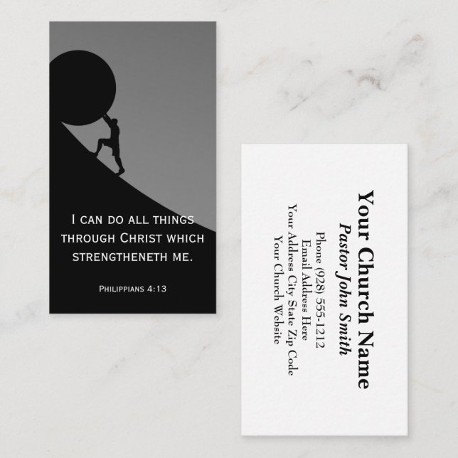 Philippians 4:13 Bible Verse Christian Church Business Card (Front/Back)