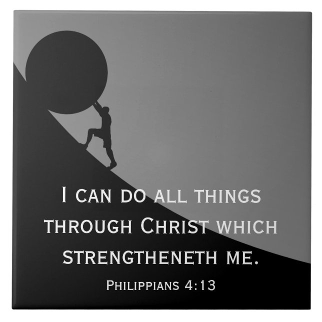 Philippians 4:13 Bible Verse Christian Tile (Front)