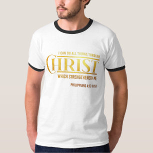 Philippians 4:13 Bible Verse KJV Quote Mens Ringer T-Shirt