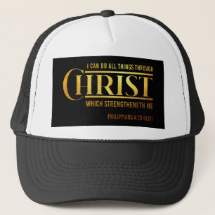 Philippians 4:13 Bible Verse KJV Quote Trucker Hat