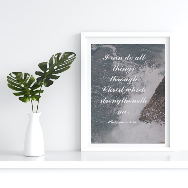 Philippians 4:13 Bible Verse Majestic Ocean  Poster (Creator Uploaded)