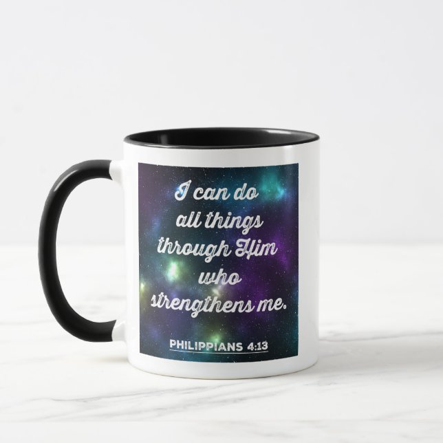 Philippians 4:13 Bible Verse Mug (Left)