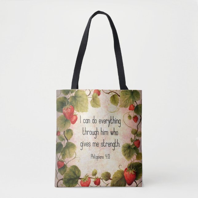 Philippians 4:13 Bible Verse on Timeless Design Tote Bag (Front)