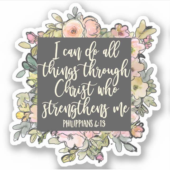 Philippians 4:13 Bible Verse Pretty Pastel Floral (Front)