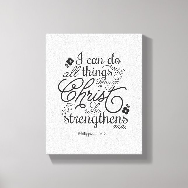 Philippians 4:13 Bible Verse Scripture Pick Colour Canvas Print (Front)