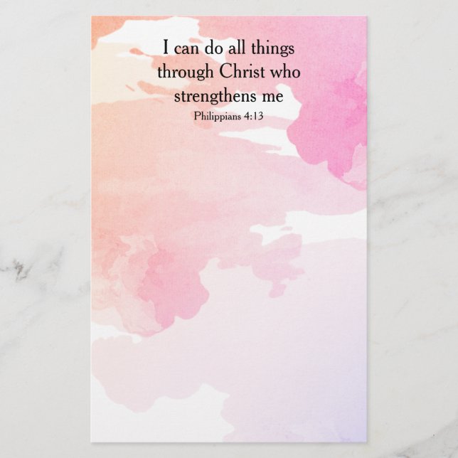 Philippians 4:13, bible verse stationery (Front)
