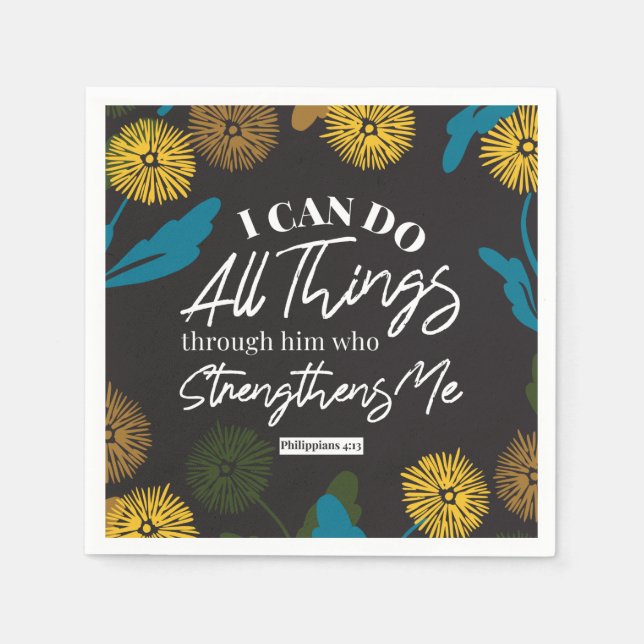 Philippians 4:13 black ver napkin (Front)
