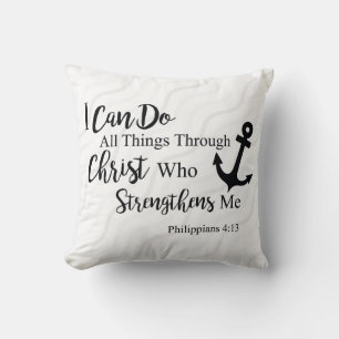 Philippians 4:13 Christian Bible Scripture Cushion