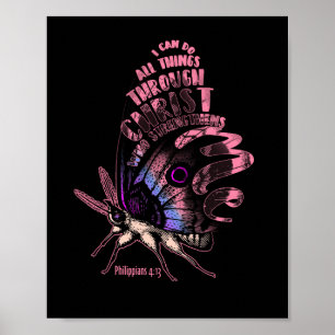 Philippians 4 13 Christian Bible Verse Butterfly Poster