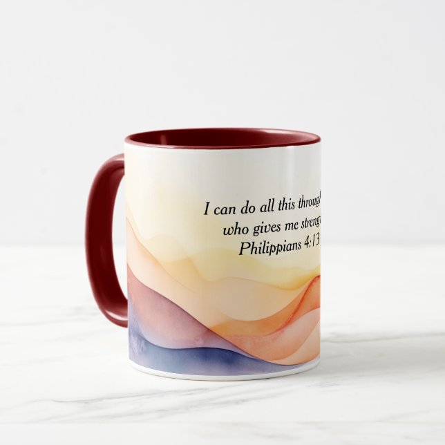 Philippians 4:13 Christian Bible Verse Mug (Front Left)