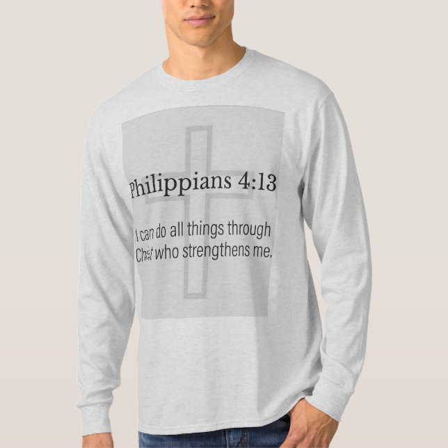 Philippians 4:13 Christian Men's Long Sleeve Tee (Front)