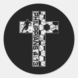 Philippians 4_13 Christian Soccer Player Jesus Chr Classic Round Sticker