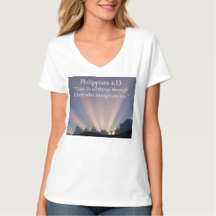 Philippians 4:13 Christian Women's V-Neck Tee