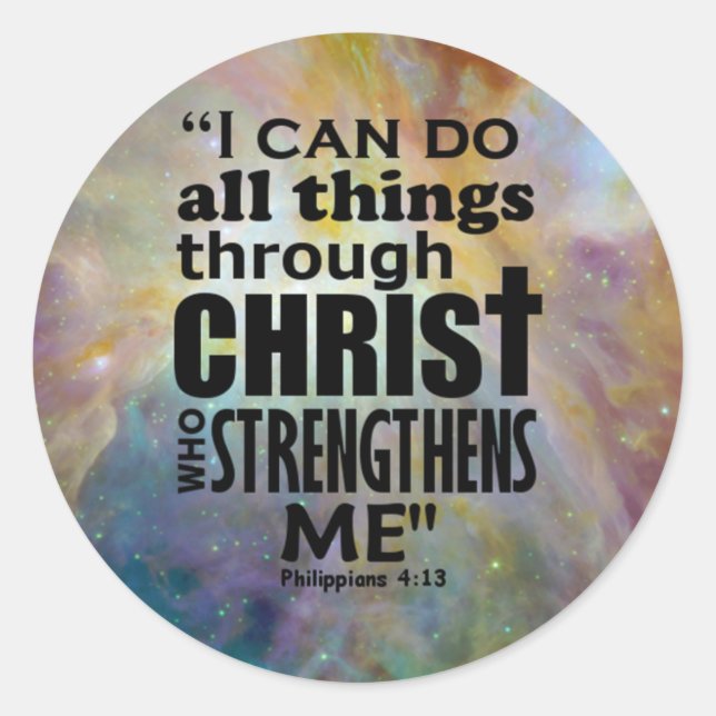 Philippians 4:13 classic round sticker (Front)