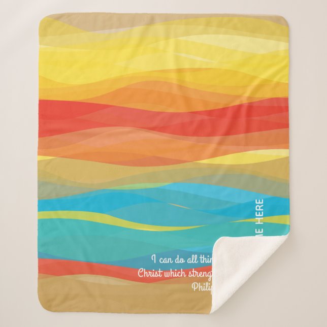 Philippians 4:13 Desert Waves Sherpa Blanket (Front)