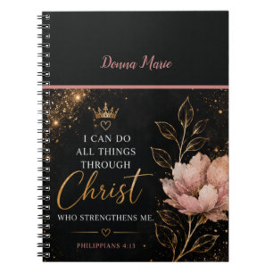 Philippians 4:13 Floral Christian Journal Notebook