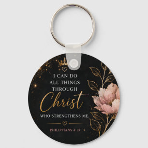 Philippians 4:13 Floral Christian Key Ring