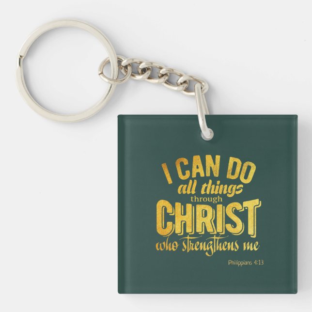Philippians 4:13 Gold Christiam Key Ring (Front)