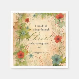Philippians 4:13 I Can Do All Things Vintage Botan Napkin