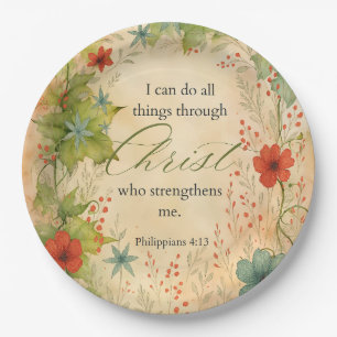 Philippians 4:13 I Can Do All Things Vintage Botan Paper Plate