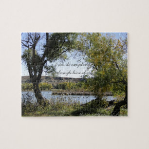 Philippians 4:13 I can do everything through Him.. Jigsaw Puzzle