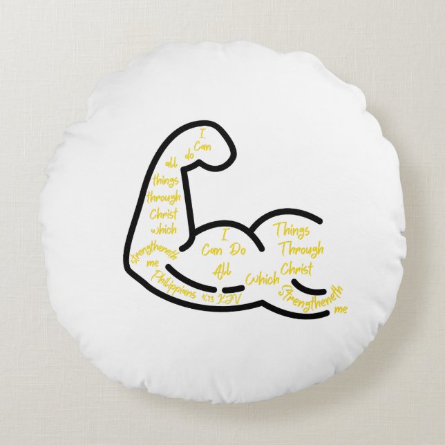 Philippians 4:13 KJV Bible Verse Round Cushion (Front)