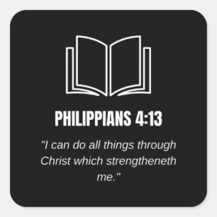 Philippians 4:13 Minimalist Bible Verse KJV Quote Square Sticker