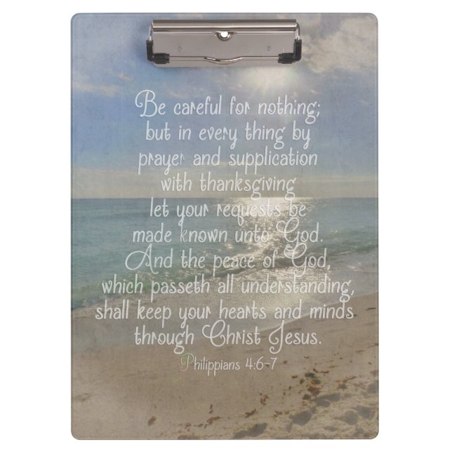 Philippians 4:13 Peace Bible Verse Beach Christian Clipboard (Front)