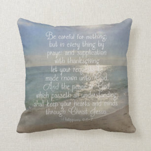 Philippians 4:13 Peace Bible Verse Beach Christian Cushion
