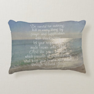 Philippians 4:13 Peace Bible Verse Beach Christian Decorative Cushion