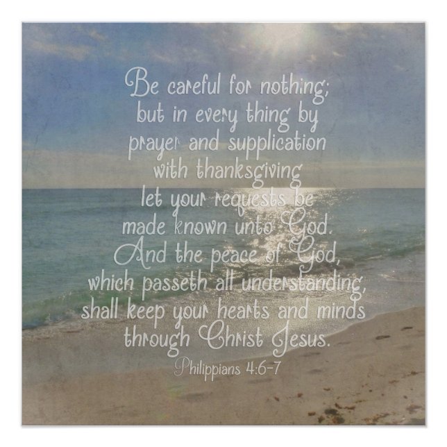 Philippians 4:13 Peace Bible Verse Beach Christian Poster (Front)