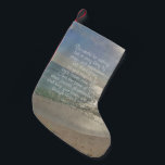 Philippians 4:13 Peace Bible Verse Beach Christian Small Christmas Stocking<br><div class="desc">Beautiful landscape ocean beach scene with the early morning sun,  and a Bible verse Christian scripture about the Peace of God, . 
 7 And the peace of God,  which passeth all understanding,  shall keep your hearts and minds through Christ Jesus.</div>