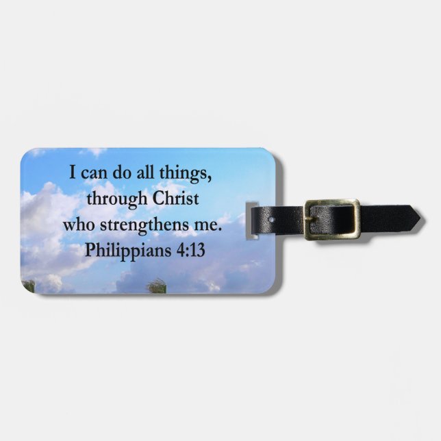 PHILIPPIANS 4:13 PRAYER LUGGAGE TAG (Front Horizontal)