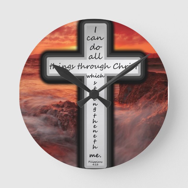Philippians 4:13 round clock (Front)