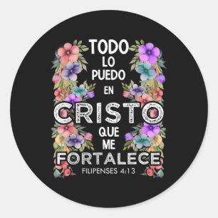 Philippians 4_13 Spanish Christian Bible Verse Jes Classic Round Sticker