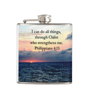 PHILIPPIANS 4:13 SUNRISE DESIGN HIP FLASK