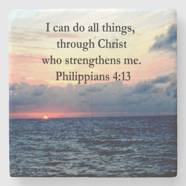 PHILIPPIANS 4:13 SUNRISE DESIGN STONE COASTER (Front)