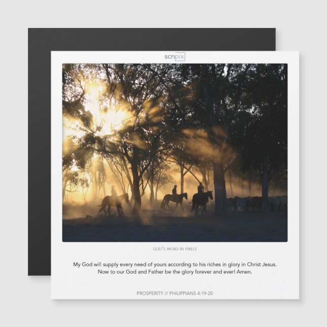 Philippians 4:19-20 PROSPERITY SCRIPIX magnet card (Front/Back)