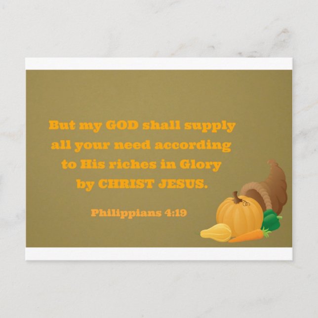 Philippians 4:19  But my God shall supply all your Postcard (Front)