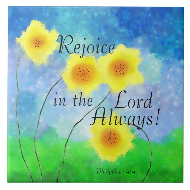 Philippians 4:4 Bible, Rejoice in the Lord Always Tile (Front)