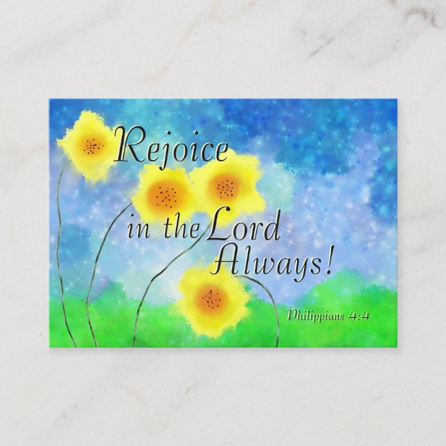 Philippians 4:4 Rejoice in the Lord Always! Bible Business Card (Front)