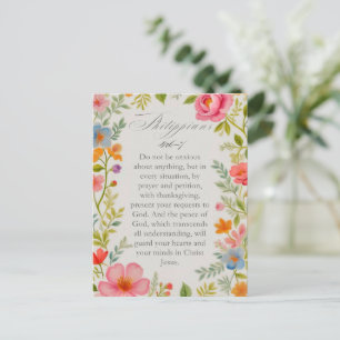 Philippians 4:6–7 Bible Verse Floral Watercolor Postcard
