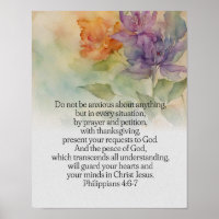 Philippians 4:6-7 Bible Verse Watercolor Floral