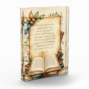 Philippians 4:6-7 Christian Bible Verse Art Photo Block