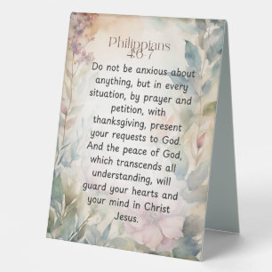 Philippians 4:6-7 Christian Bible Verse Watercolor